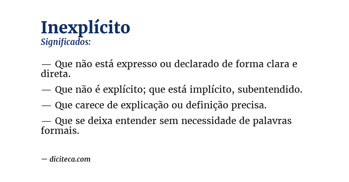 Significado de inexplícito