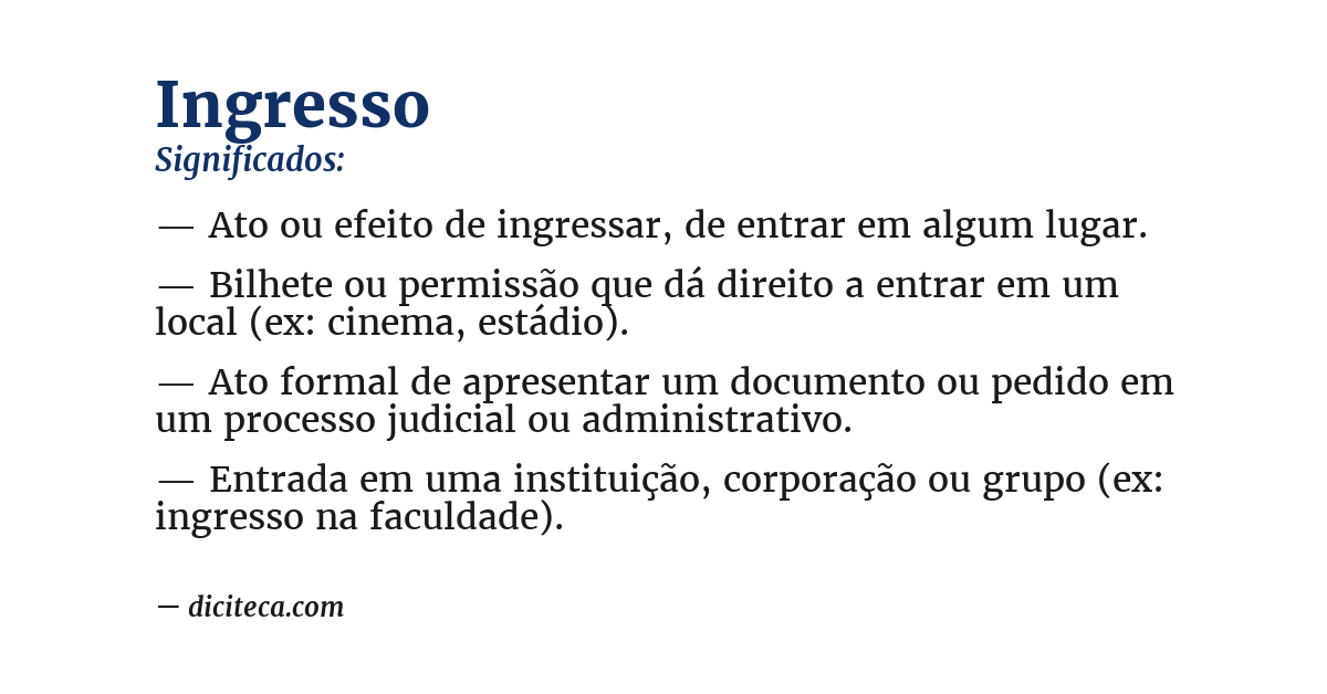 Significado de ingresso