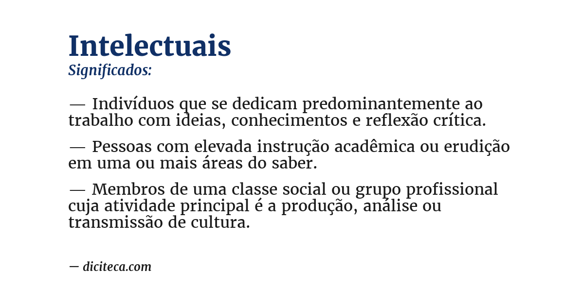 Significado de intelectuais