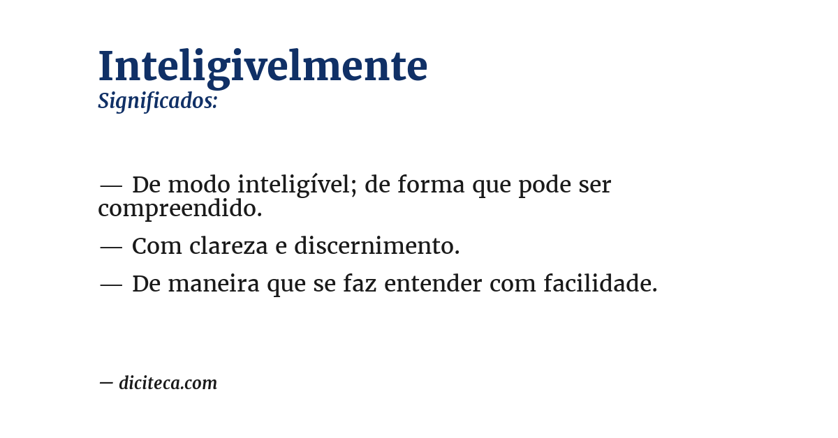 Significado de inteligivelmente