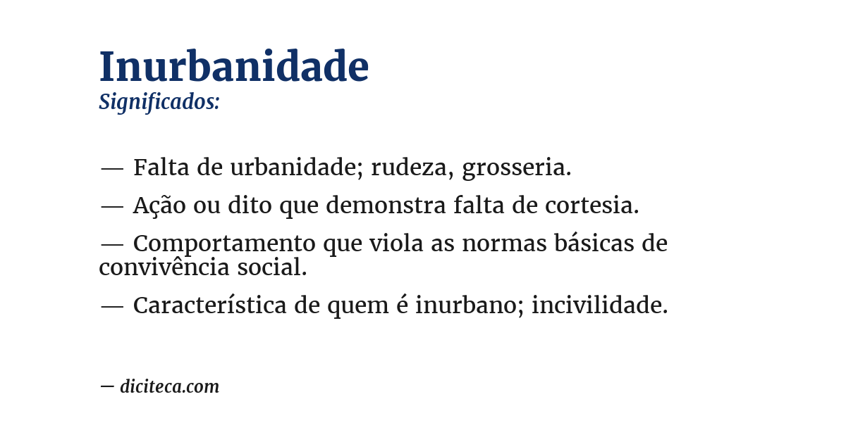 Significado de inurbanidade