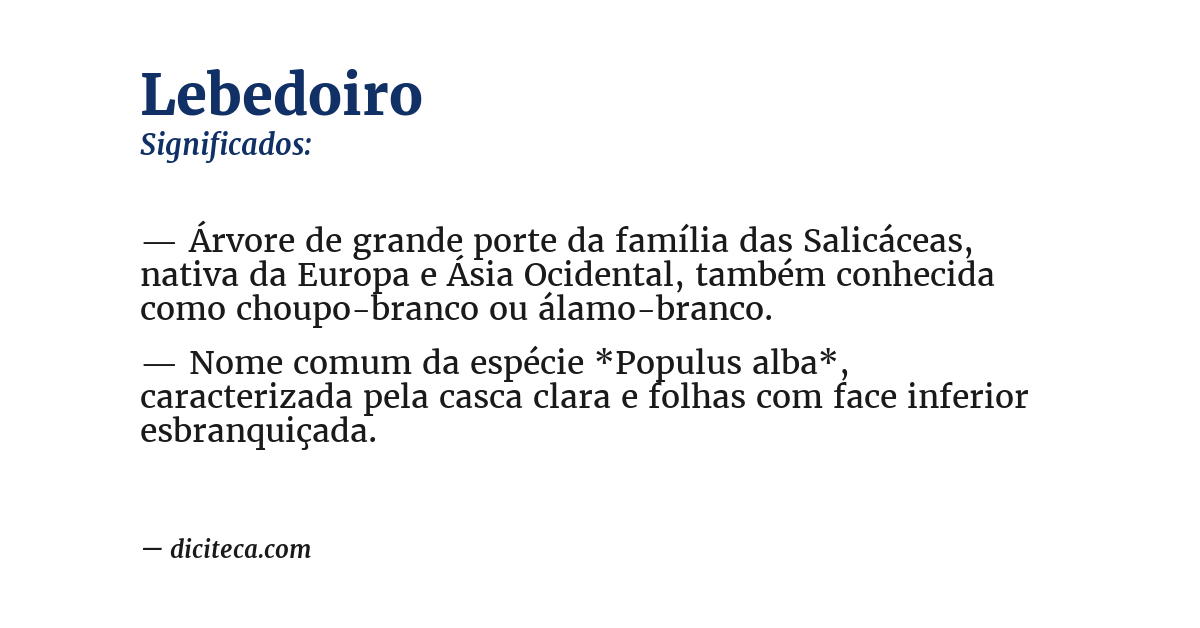 Significado de lebedoiro