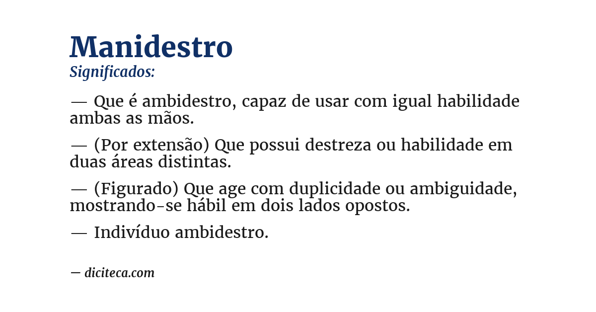 Significado de manidestro