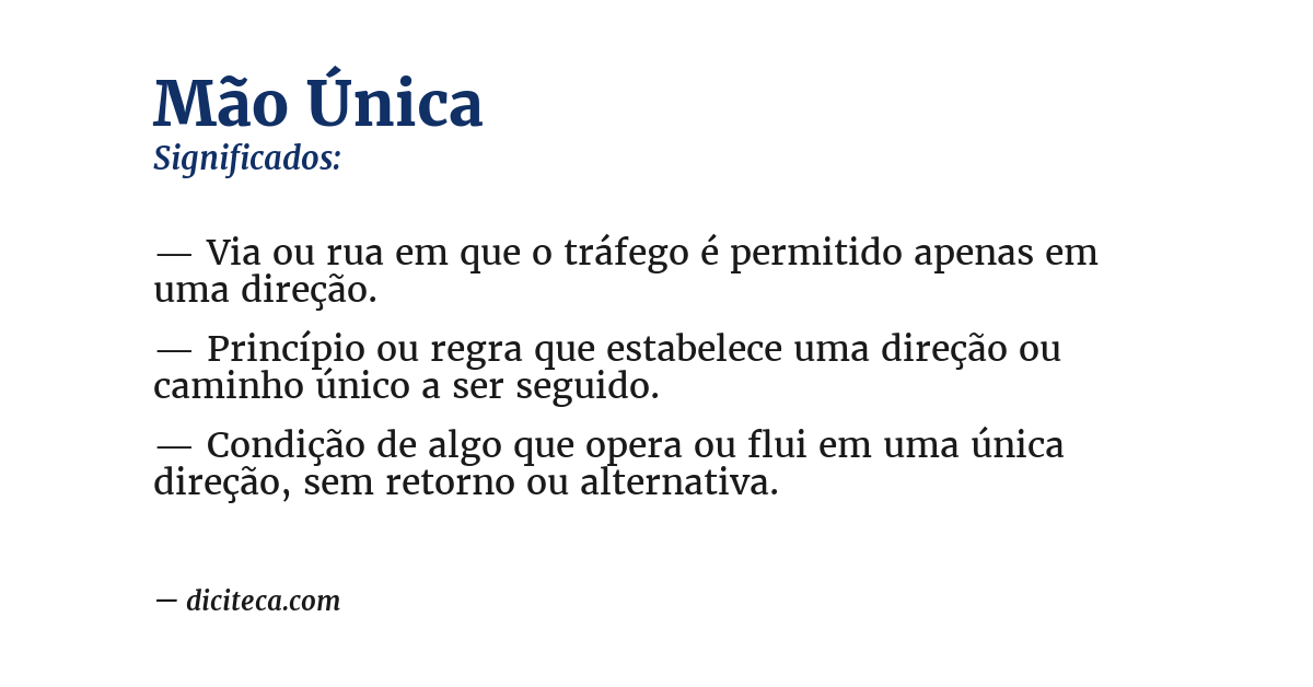 Significado de mão única