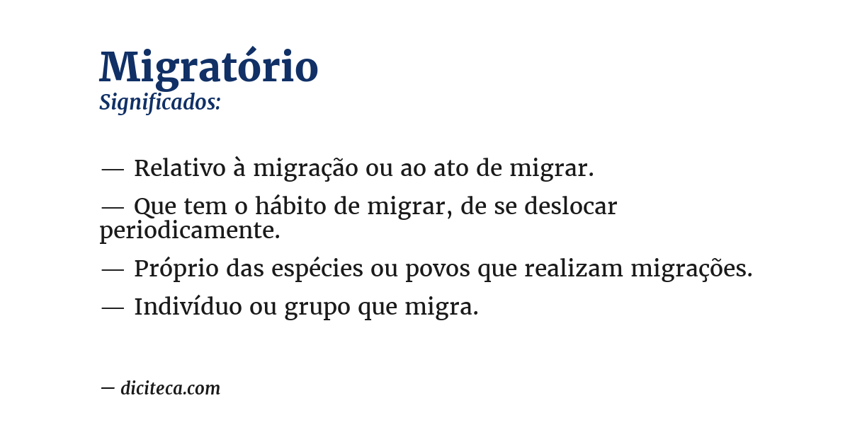 Significado de migratório