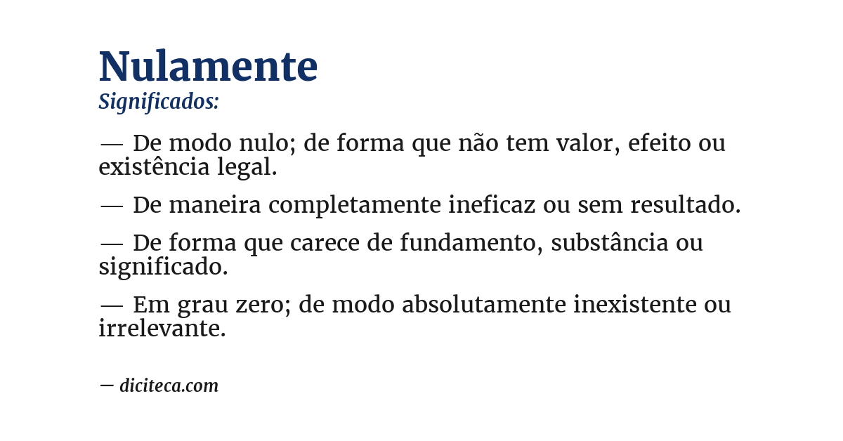 Significado de nulamente