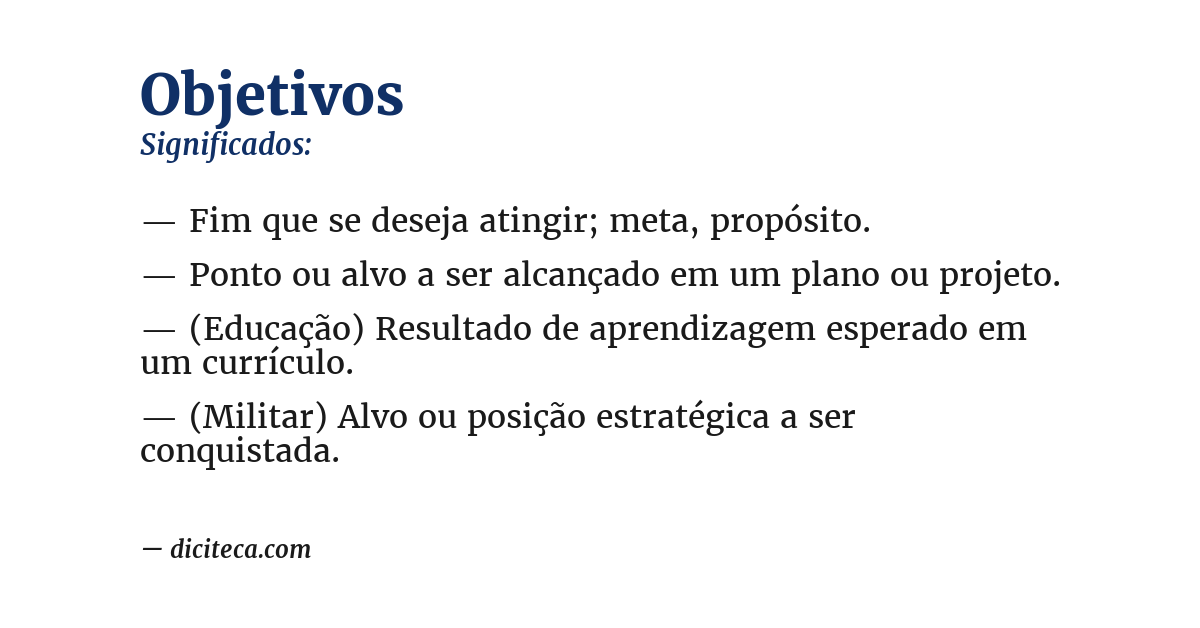 Significado de objetivos