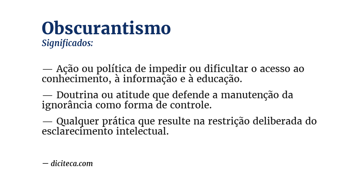 Significado de obscurantismo