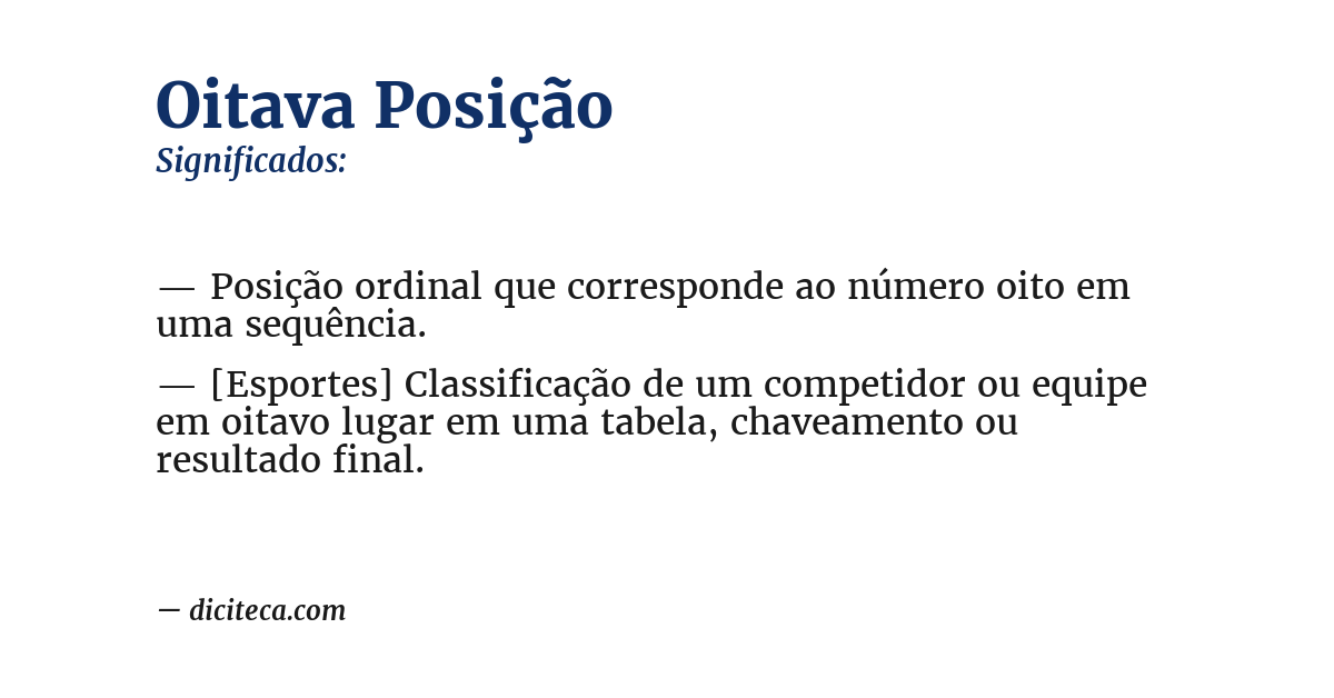 Significado de oitava posição