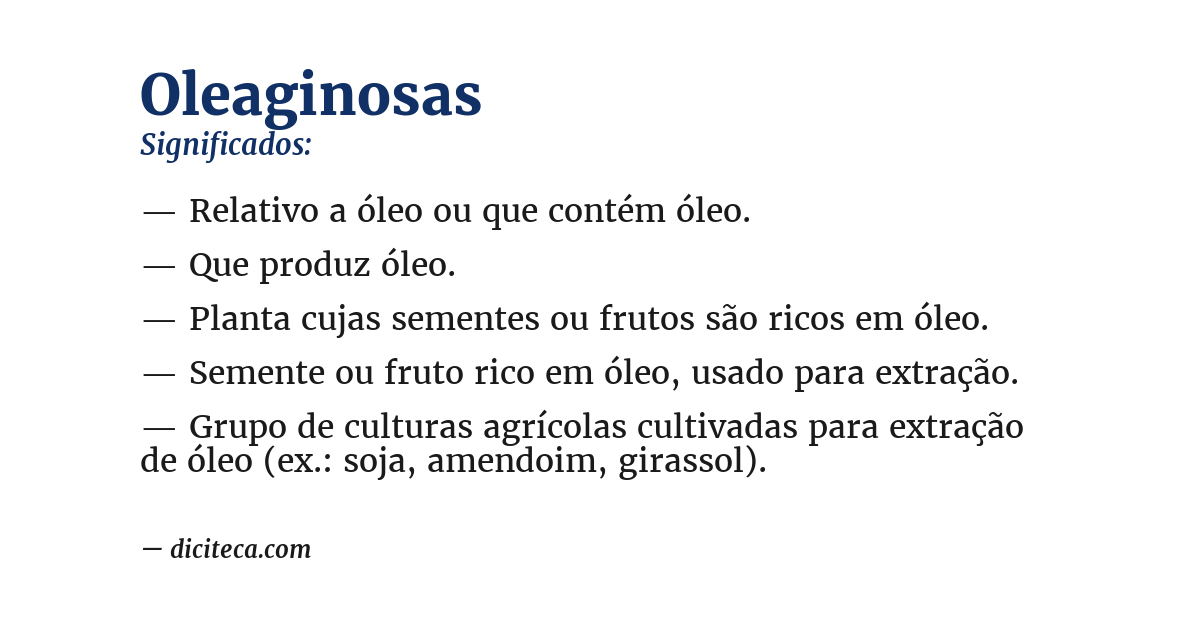 Significado de oleaginosas