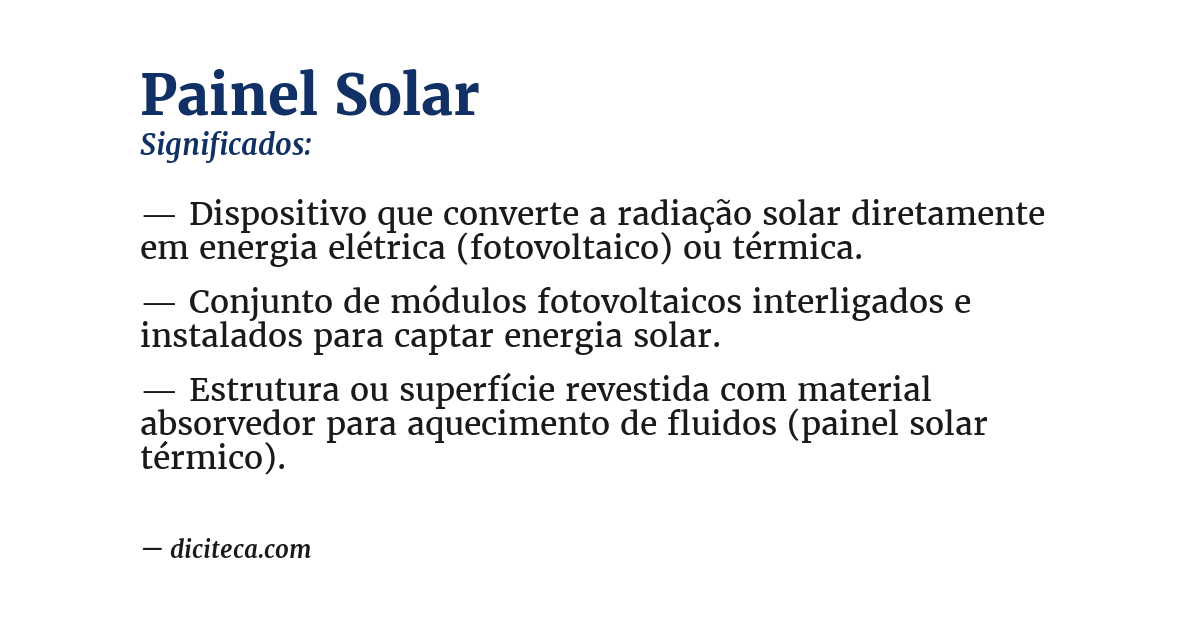 Significado de painel solar
