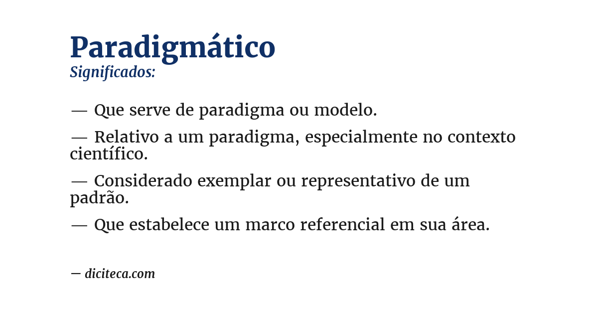 Significado de paradigmático