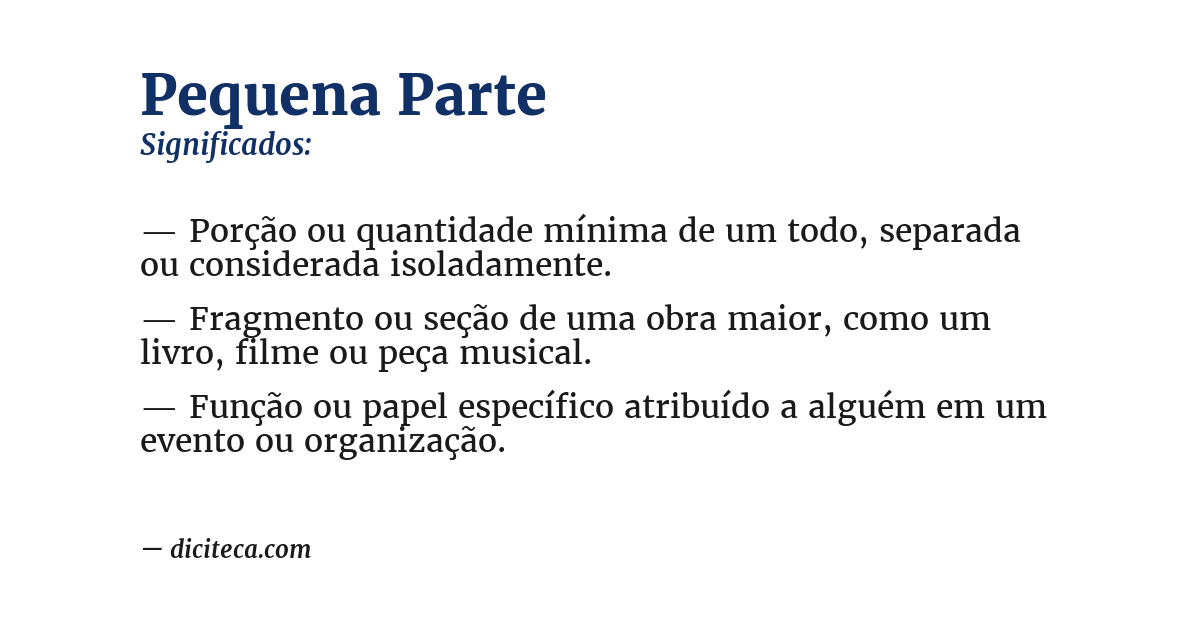Significado de pequena parte