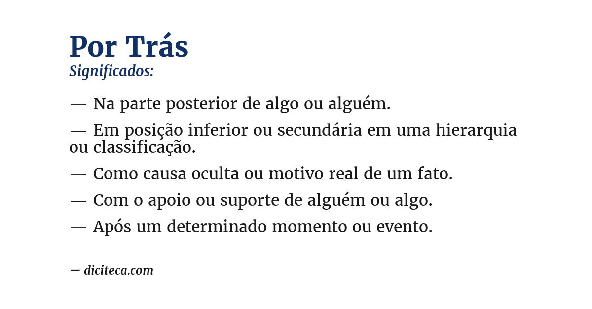 Significado de por trás