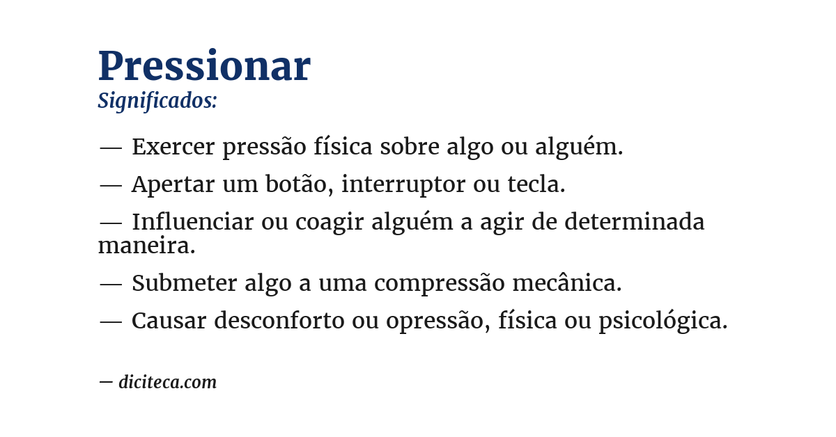 Significado de pressionar