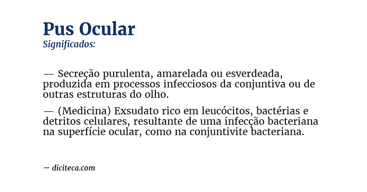 Significado de pus ocular