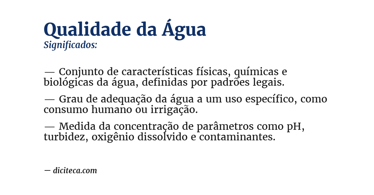 Significado de qualidade da água
