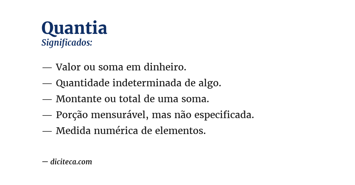 Significado de quantia