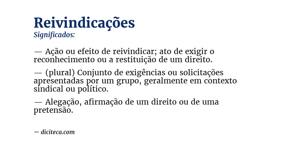 Significado de reivindicações