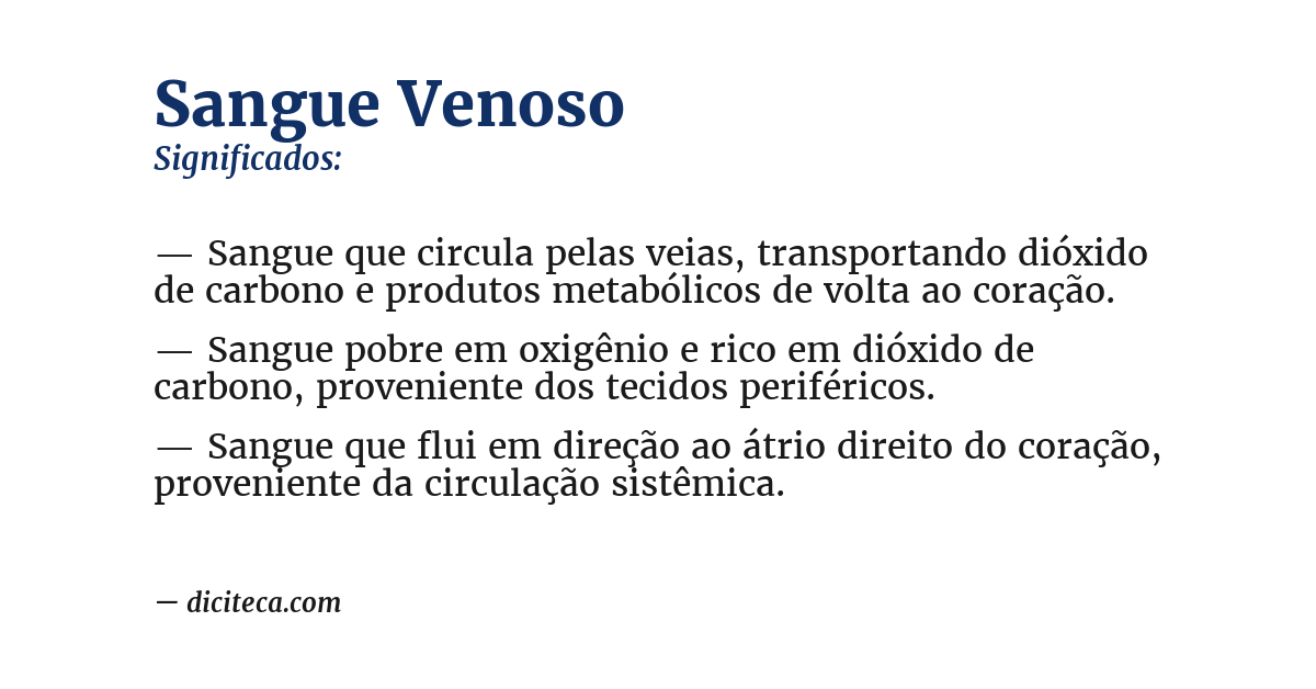 Significado de sangue venoso