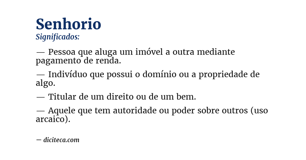 Significado de senhorio