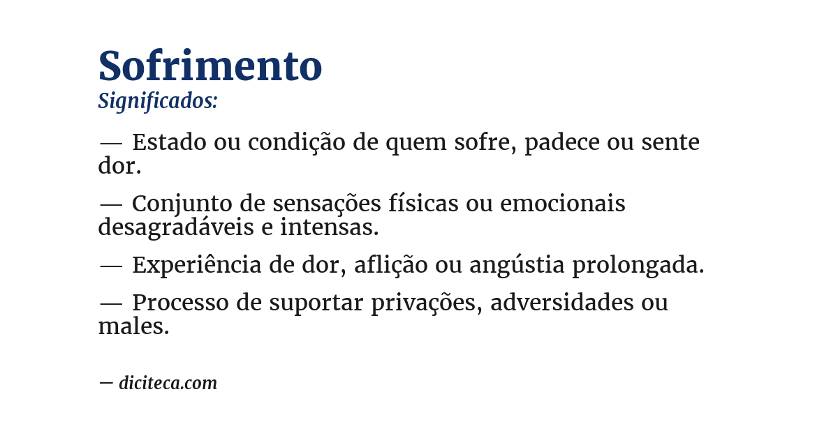 Significado de sofrimento