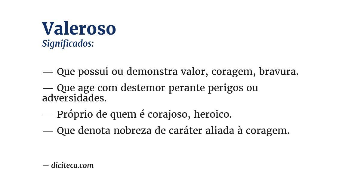 Significado de valeroso