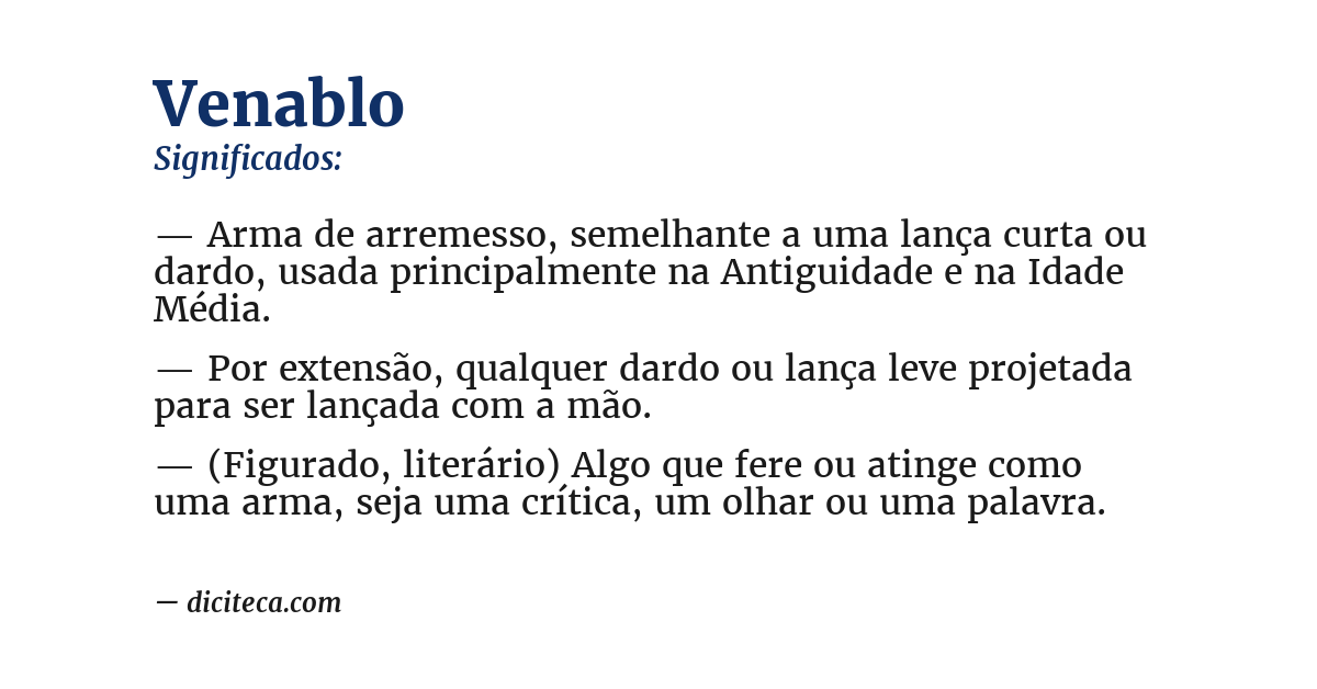 Significado de venablo