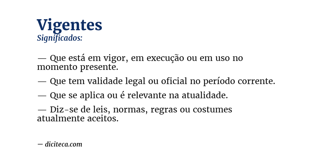 Significado de vigentes