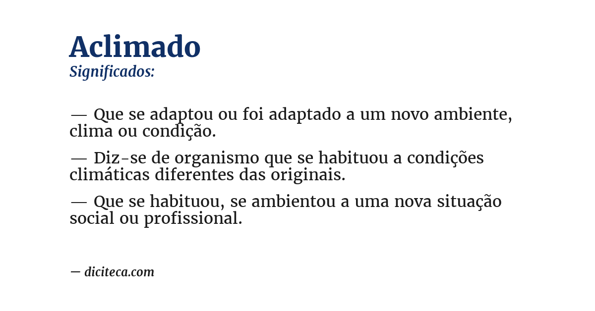 Significado de aclimado