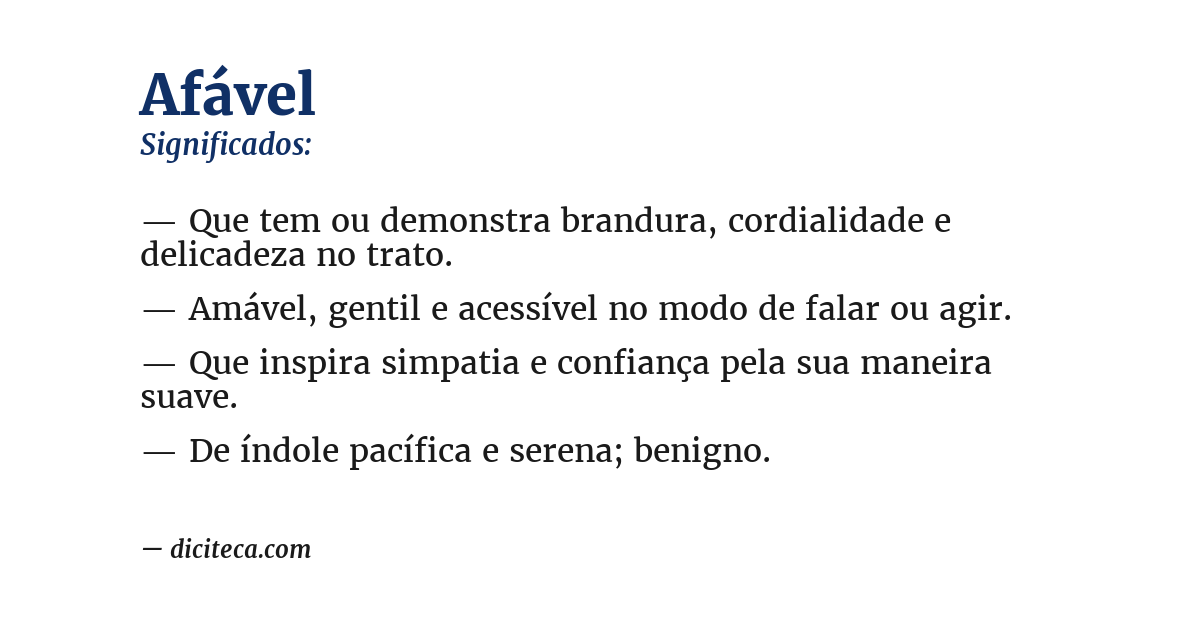 Significado de afável