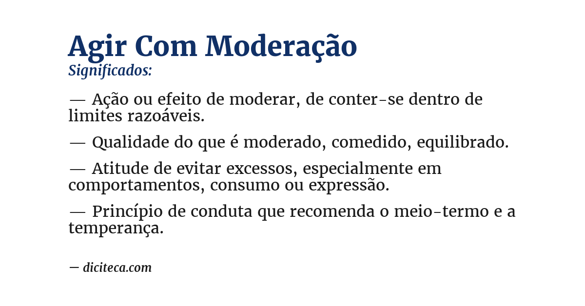 Significado de agir com moderação