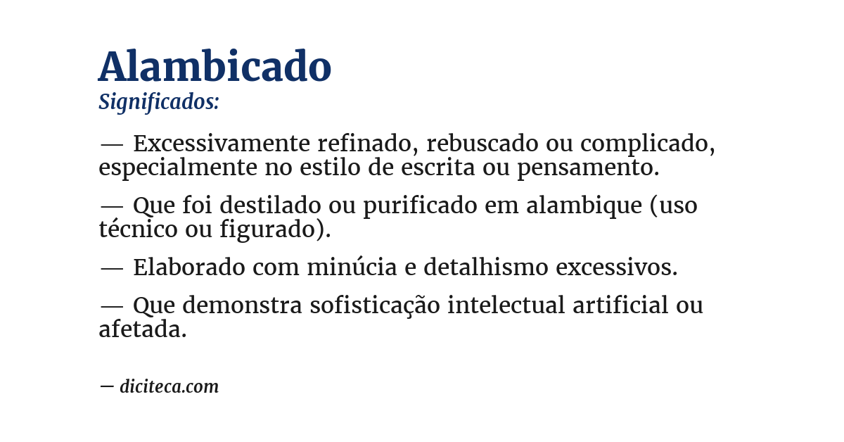 Significado de alambicado