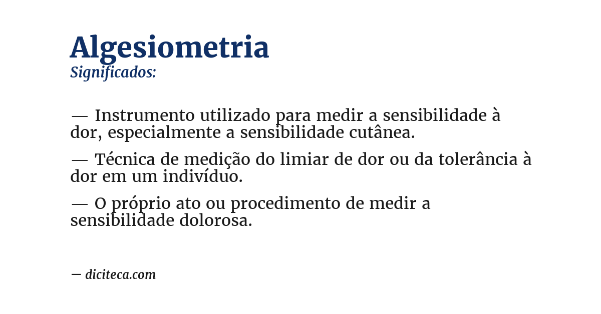 Significado de algesiometria