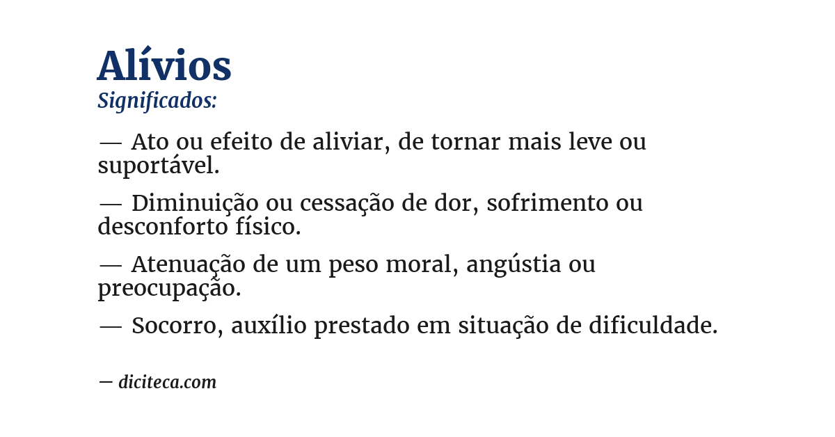 Significado de alívios