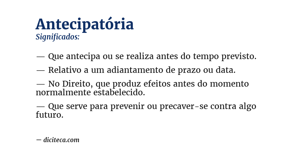 Significado de antecipatória