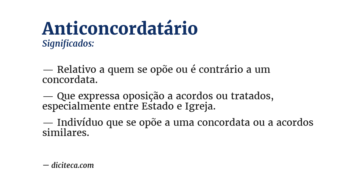 Significado de anticoncordatário