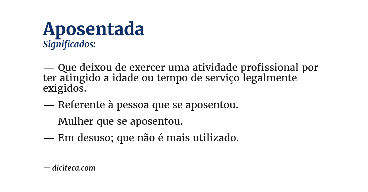 Significado de aposentada