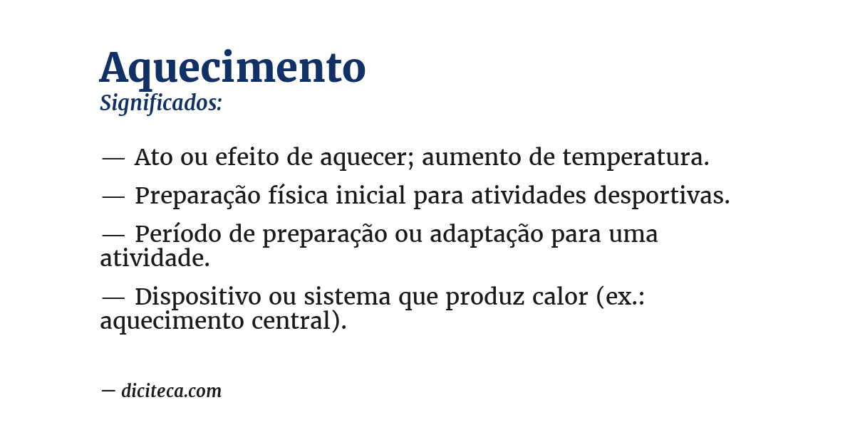 Significado de aquecimento