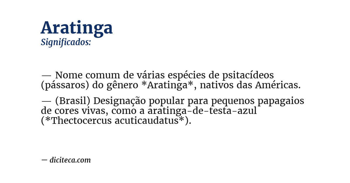 Significado de aratinga