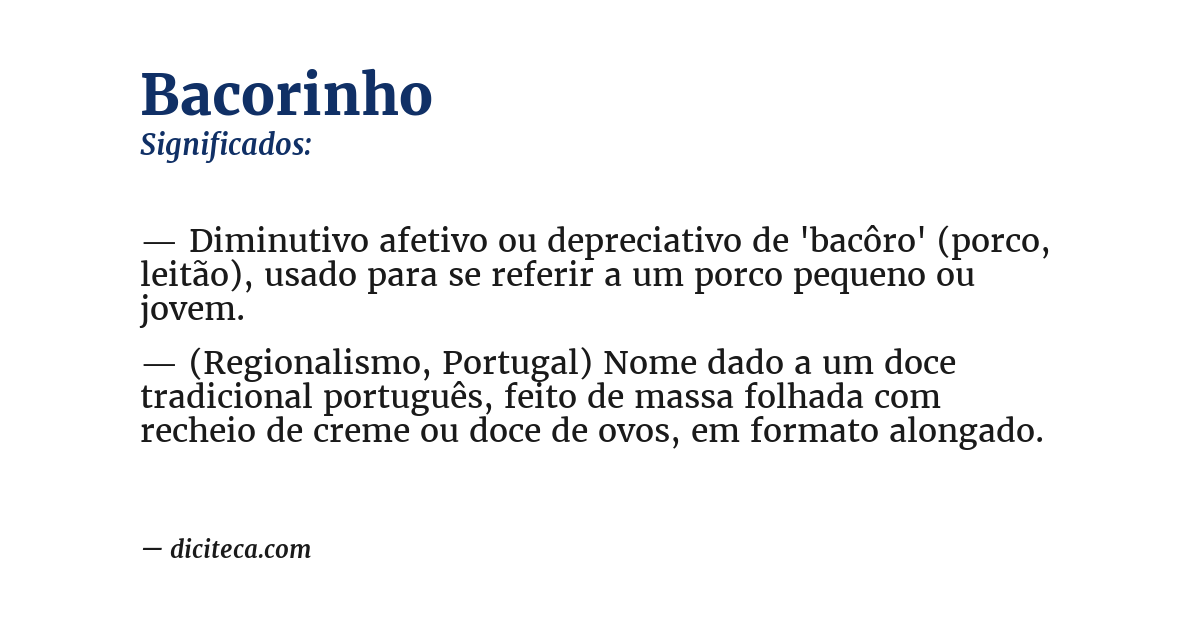 Significado de bacorinho