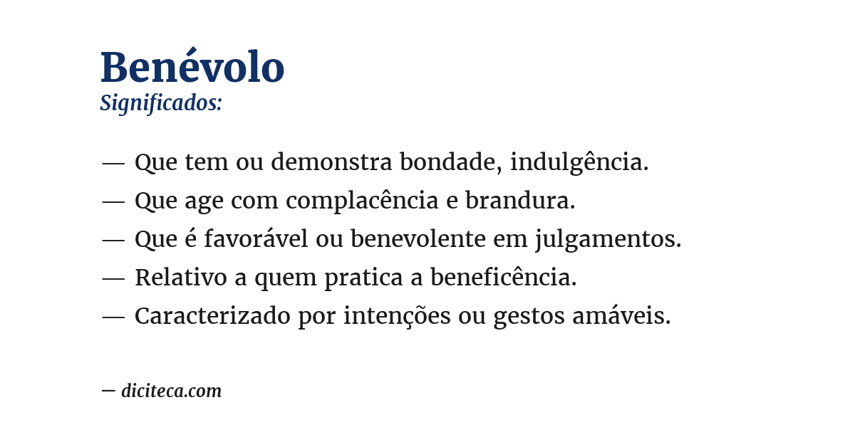 Significado de benévolo