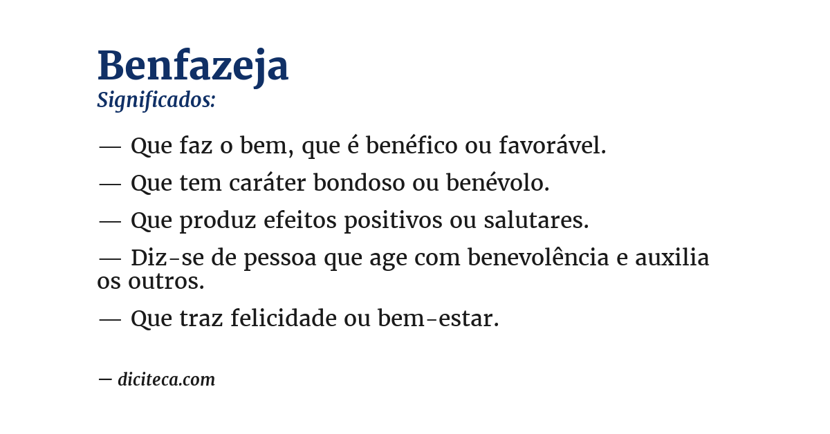 Significado de benfazeja
