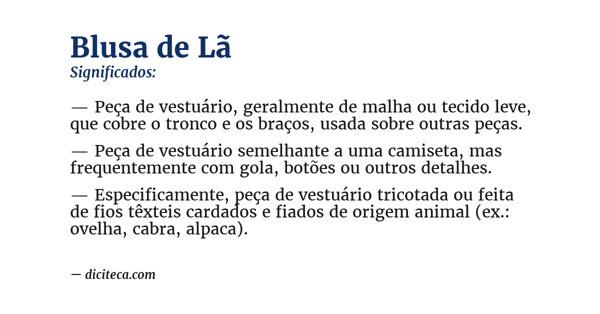 Significado de blusa de lã