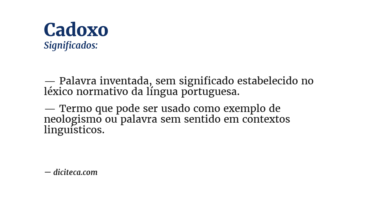 Significado de cadoxo