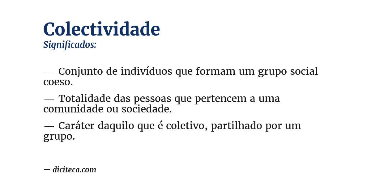 Significado de colectividade