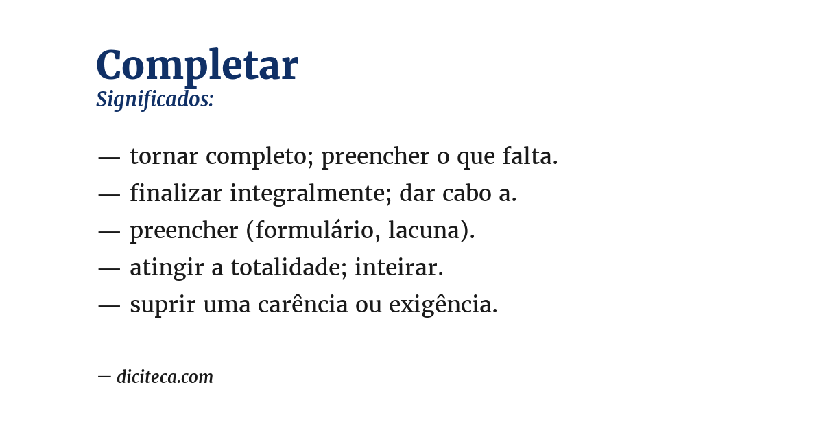 Significado de completar