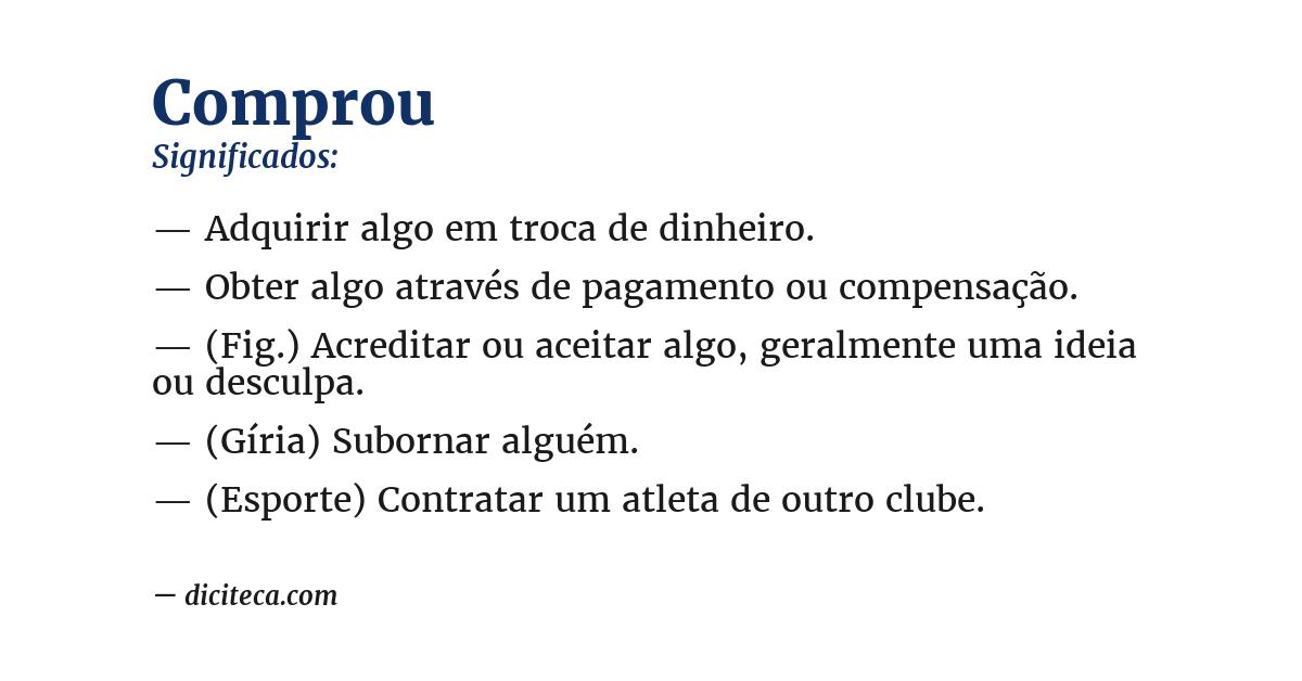 Significado de comprou