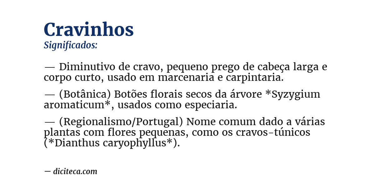 Significado de cravinhos