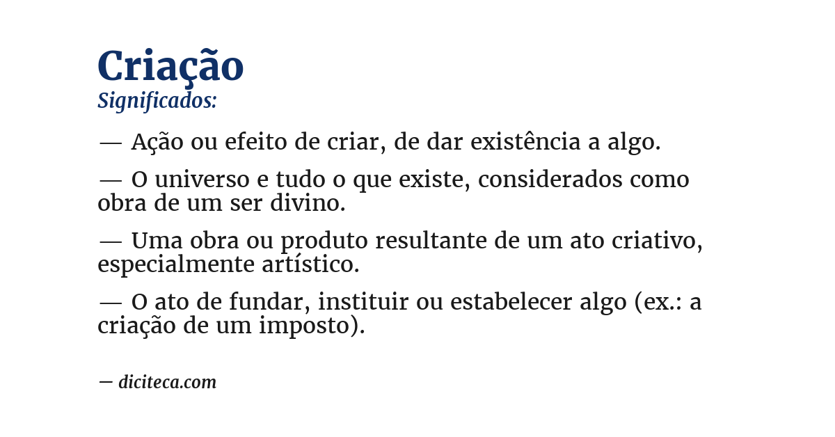 Significado de criação